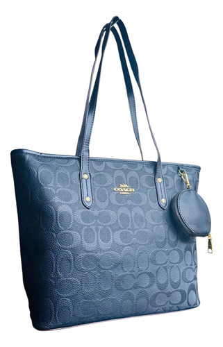 Bolsa De Dama Totebag Con Monedero Negro Con Relieve Con Relieves Oro
