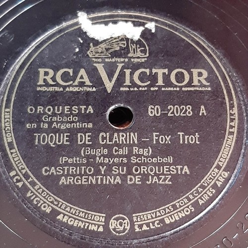 Pasta Castrito Or Argentina Jazz Nestor Vera Rca Victor C357