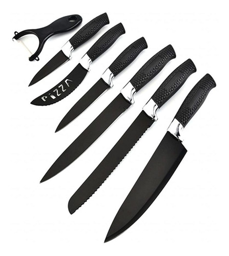 Set De Cuchillos Acero Inoxidable Negro 