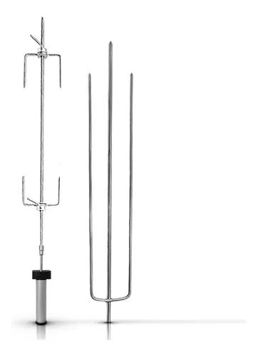 Kit 2 Espeto Giratório a Pilha Inox 304 3 Hastes Regulável 55cm à 65cm -  JHFER