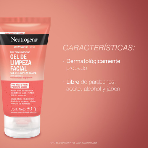 Gel Limpiador Facial Neutrogena Deep Clean Toronja 60g Mixta A Piel Grasa Día/noche
