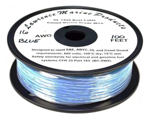 Alambre Primario Marino Estañado 16 Awg Azul 100 Pieza