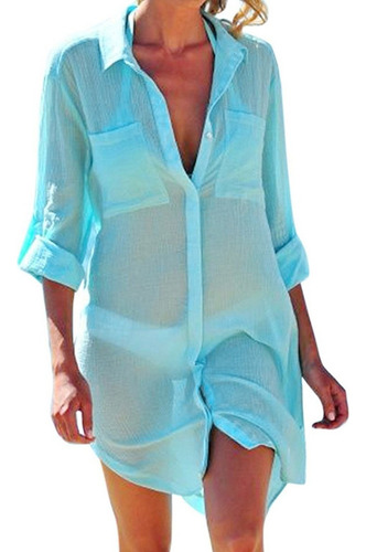 Camisa Tipo Kimono Chemise Beach Departure Para Mujer