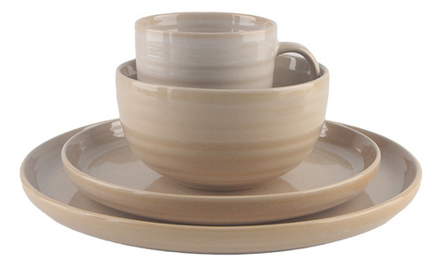 Vajilla Moderna De Cerámica De 16 Piezas Para 4 Personas Chefmaker Color Salmón Modelo Haim-s Calidad Premium