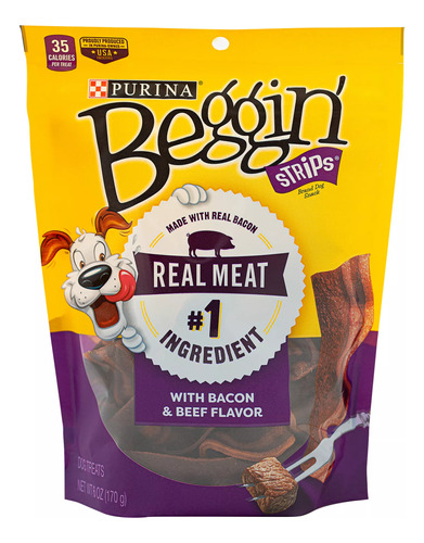 Snack Perro Strips Bacon Beef Beggin Pedigree X6und 170g