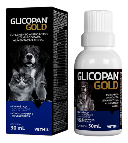 Glicopan Gold 30ml Aminoácido Animais