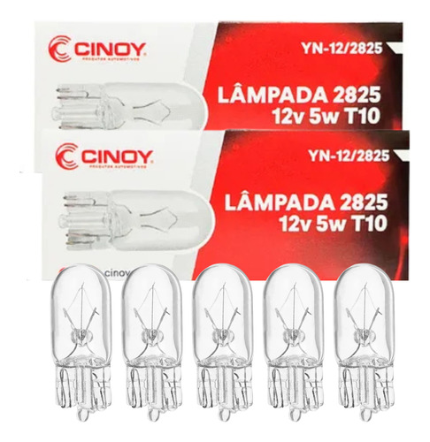 Kit 20 Un - Lâmpadas Automotiva 12v 5w T10 2825 Cinoy