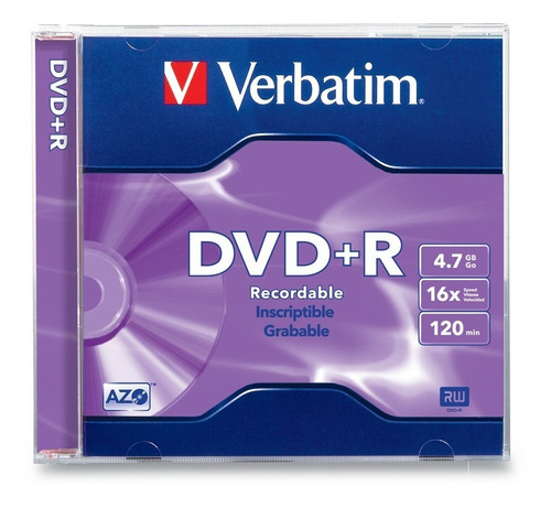 Dvd+r 16x 4.7 Gb Verbatim Estuche Slim 25 Pzas