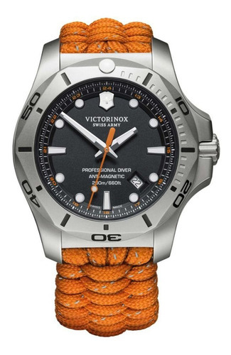 Reloj Victorinox, i.N.O.X. Professional Diver, 241845, color de la correa: naranja, bisel, color plateado, fondo negro