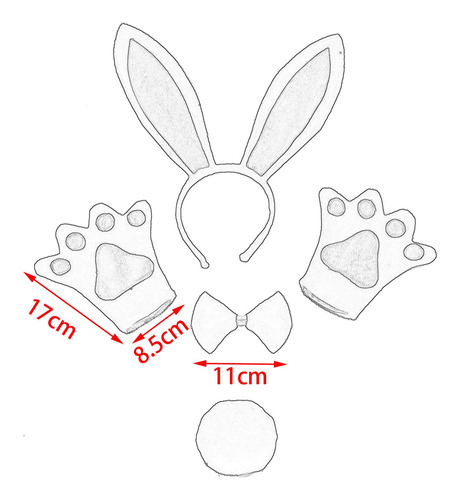 4x Bunny Costume Set Diadema Con Orejas De Conejo Ligero