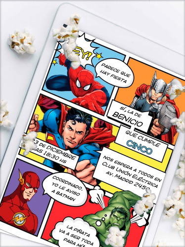Imagen 1 de 9 de Kit Imprimible Cumpleaños Superheroes Personalizado Avengers