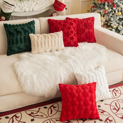 2pcs Felpa Fundas Navideñas Para Cojin De Pino De Navidad