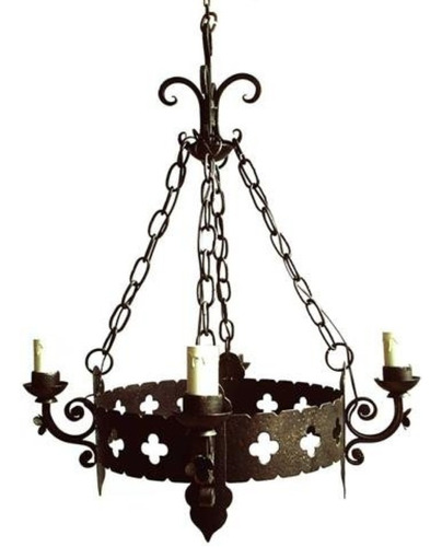 Lámpara Colgante De Fierro Forjado, 4 Luces, Diseño Trebol