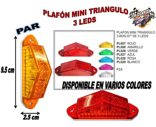 Plafon Mini Triangulo Varios Colores C/3 Led Precio Por Par