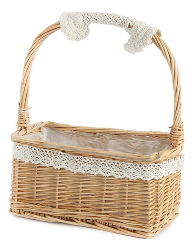 Cesta Flower Girl Baskets Para Arreglos Florales De Mimbre Y