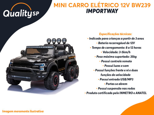 Mini Carro Elétrico Infantil Picape 12v Motorizado Luzes/som