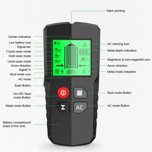 Digital Scanner Multifunçõesdetector De Parede Metal 80mm