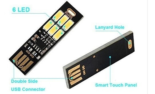 Imagen 5 de 7 de Veladora Led Usb Tactil C/dimmer 6 Leds Alto Brillo Ver Vide