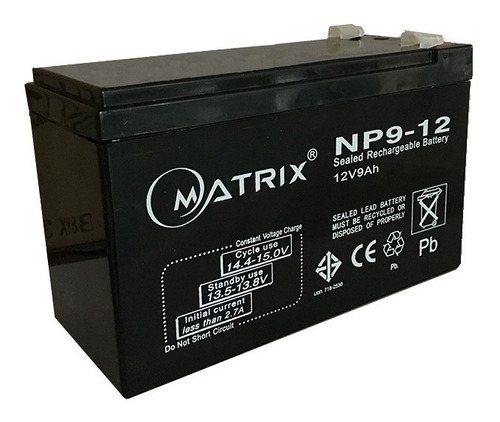 Bateria 12v 9ah Matrix Sellada Ups Juguete Alarma Lampara C1