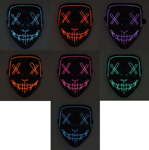 Mascara Luz Led La Purga Halloween The Purge Colores Color Verde