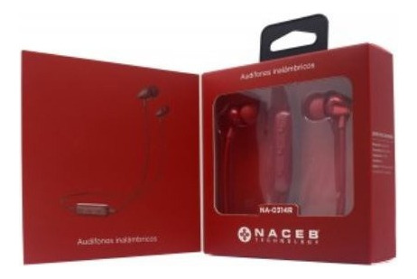 Naceb Tecnología Audífonos Inalámbricos NA-0314R Audífonos Bluetooht 4.1 Alcance De 10 Metros Color Rojo