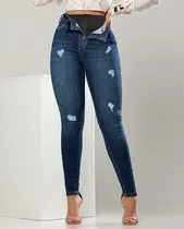Comprar Calça Jeans Feminina Lipo Sawary Cós Alto E Cinta Modeladora