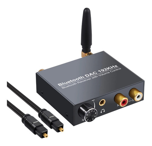 Conversor De Audio Digital A Analógico 192khz Con Receptor Bluetooth Y Control De Volumen 3.5mm Rca Toslink Coaxial