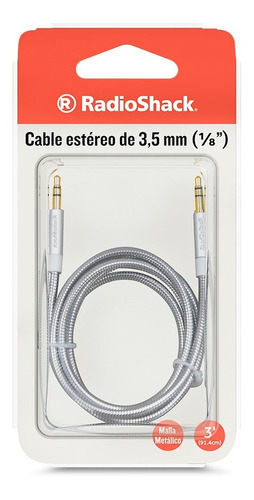 Cable Auxiliar 3.5mm - 3.5mm Metalizado 3ft (90cm) | 78370 Color Gris