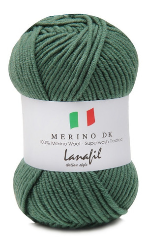 Lã Merino Dk Superwash Lanafil 50g 105mts Crochê Tricô Cor 3165/59M- Verde Folha