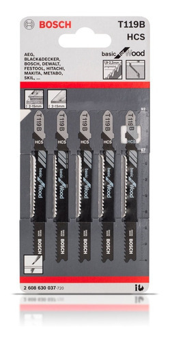 Set 5 Hojas Bosch De Sierra Caladora Vastago T Madera 2-15mm