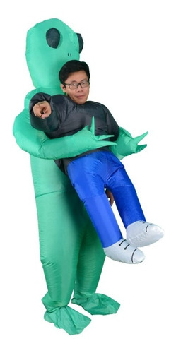 Imagen 2 de 4 de Disfraz Inflable Halloween Marciano Verde Ovni