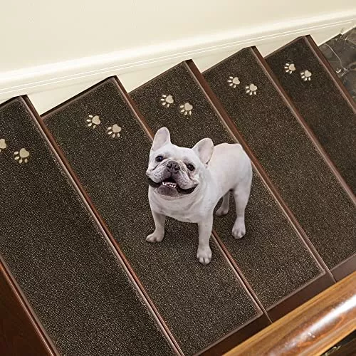 BEQHAUSE Alfombras para escaleras de madera, antideslizantes, lavables a  máquina, para ancianos, niños y perros, alfombras suaves para escaleras de