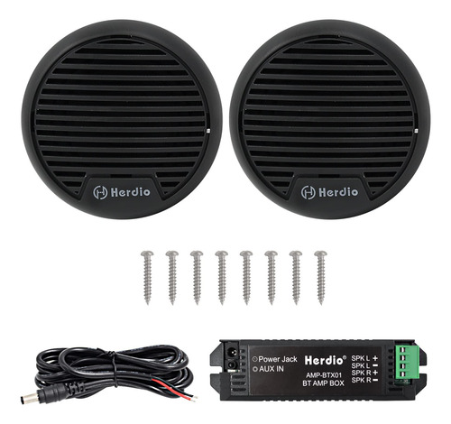 Marine Bluetooth Speakers Herdio 3-inch 140w For Boat Black