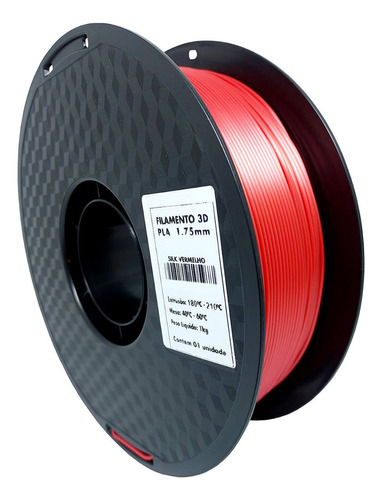 Filamento 3d Pla Silk 1.75mm 1kg Brilho Perolado Masterprint Cor Vermelho