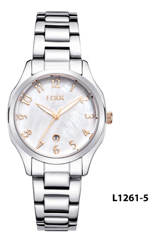 Reloj Mujer L1261-5 Plateado Con Dorado, Tablero Blanco