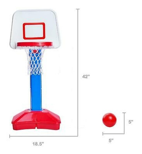 Imagen 5 de 6 de Set Aro Basketball Plástico Ajustable 1mtr P/ Niños 2a5 Años