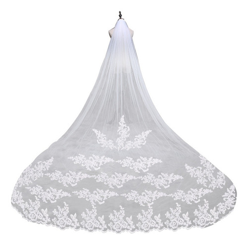 New Bordado Encaje Borde De Novia Velo De Novia Mantilla