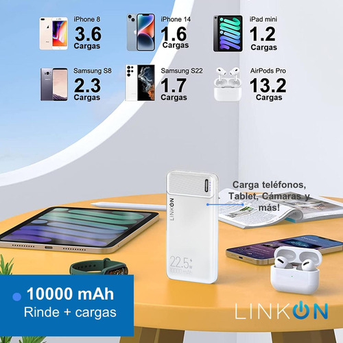 Bateria Externa Cargador Rapido Power Bank Linkon 10.000 Mah