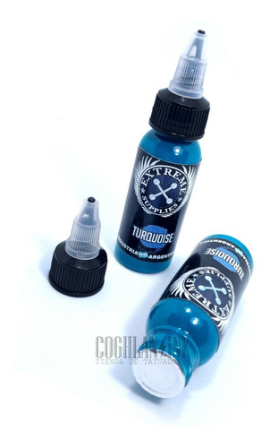 Imagen 2 de 4 de Tinta Tattoo Extreme Turquoise X 1oz Tatuajes Tatuar