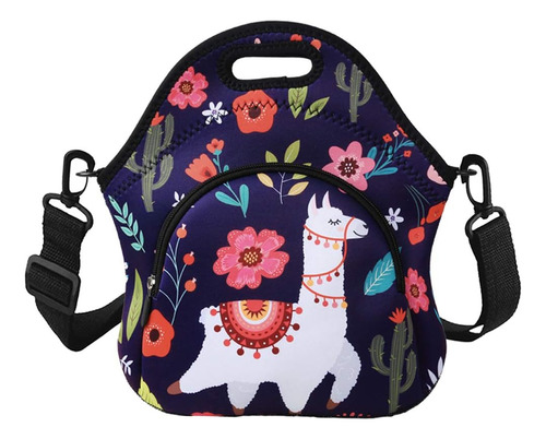 Bolsa De Almuerzo De Neopreno Violet Mist Flora Llama Par...