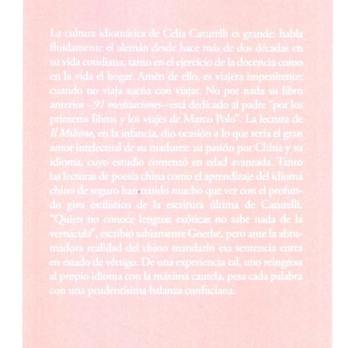 Celia Caturelli, Conversaciones Chinas, Tradición Tang