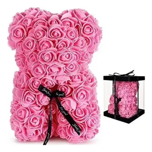 comprar Oso De Rosa Artificiales En Caja Regalo Amor San Valentín 14