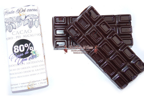 Imagen 1 de 7 de Chocolate 80%  Cacao Con Pasas Sin Azucar Stevia Keto Vegano