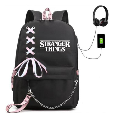 Fwefww Mochila Escolar Stranger Things Con Puerto De Carga U