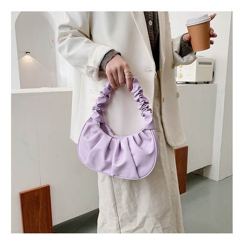 Bolsa De Hombro De Mujer Plisada Cloud Color Sólido Axila