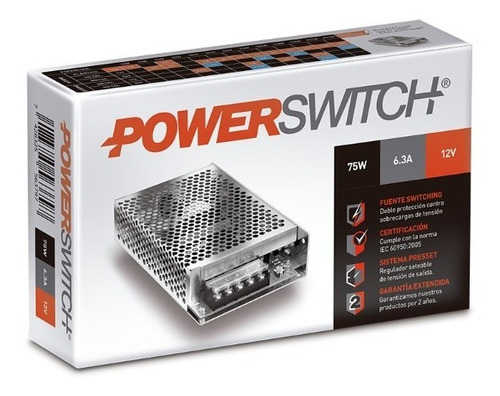 Fuente Powerswitch 12v 6a Gab Metalico Ip20 75w