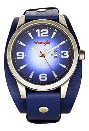 Reloj Wrangler Para Hombre, Caja De Plata Antigua De 50 Mm, 