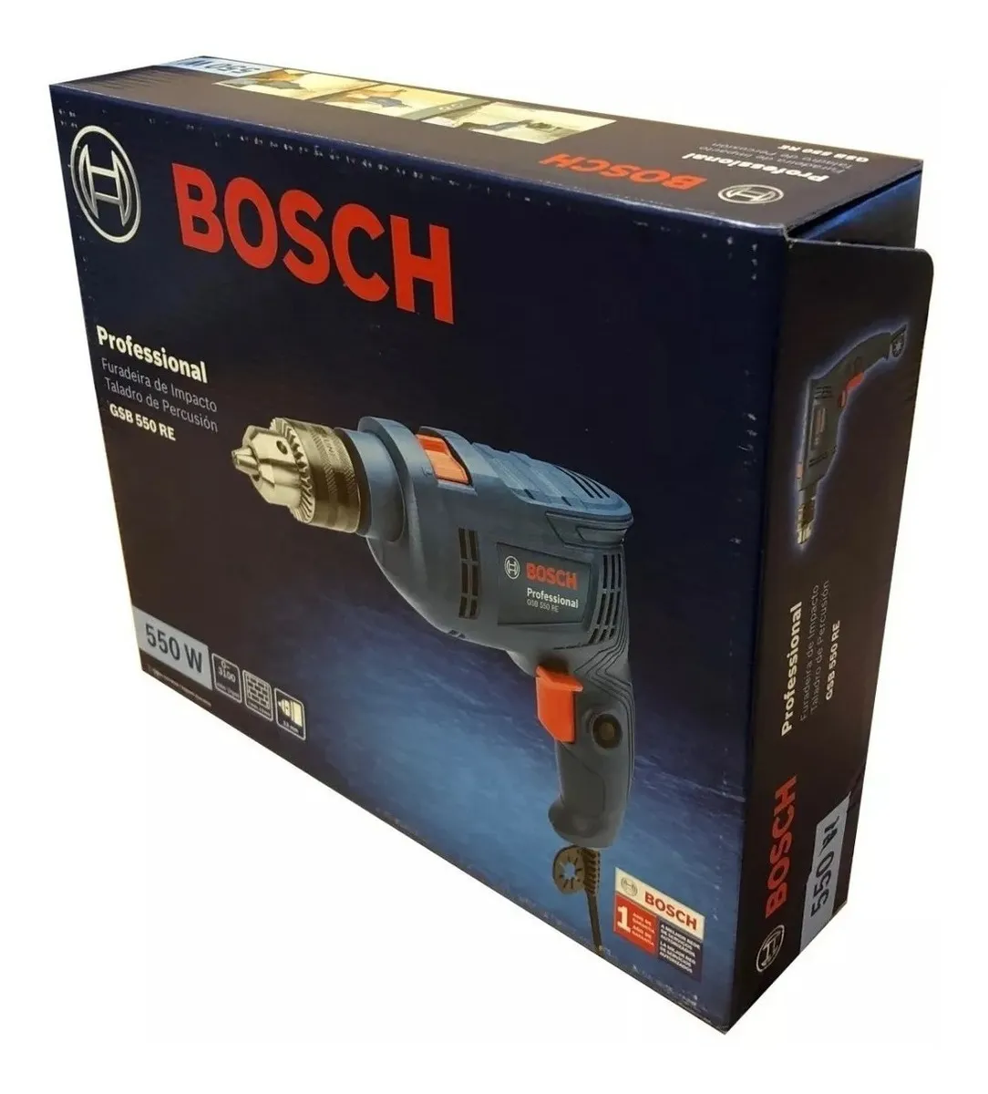Taladro Percutor atornillador Bosch Professional GSB 550 RE Caja de cartón - Azul - 220V