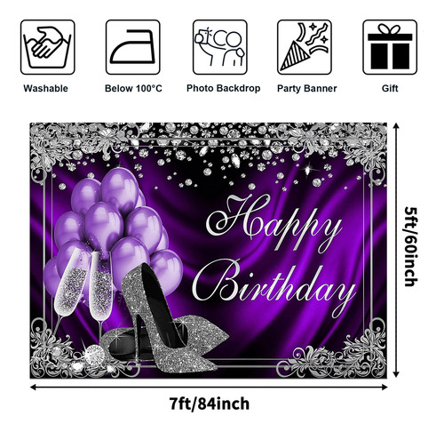 Fondos Fotográficos Avezano Silver Purple 2.1x1.5m Birthday