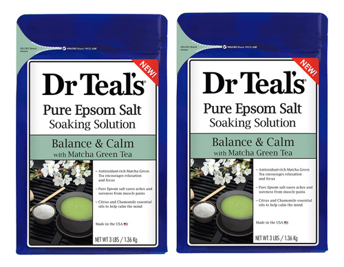 Dr Teal's Epsom Salt Matcha - Soluc 3 Pound (pack Of 2) Drtl